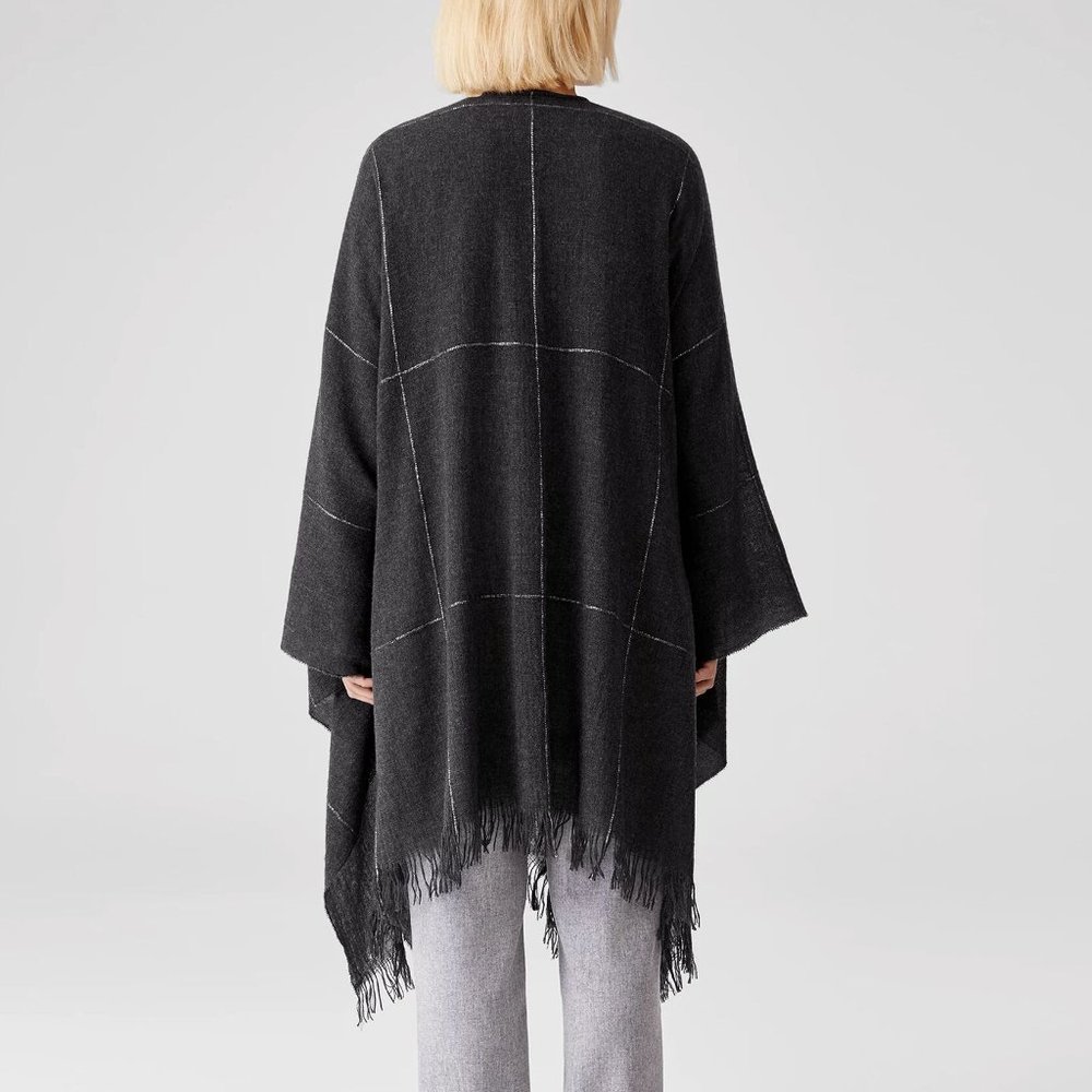 NWT Eileen Fisher Charcoal Virgin Wool Serape OS/TU - Picture 3 of 8